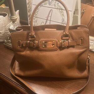 Genuine Micheal Kors Hamilton Acorn  Brown Leather  2 Way Handbag